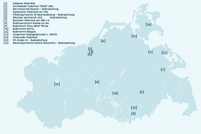 Karte Rudervereine in Mecklenburg-Vorpommern