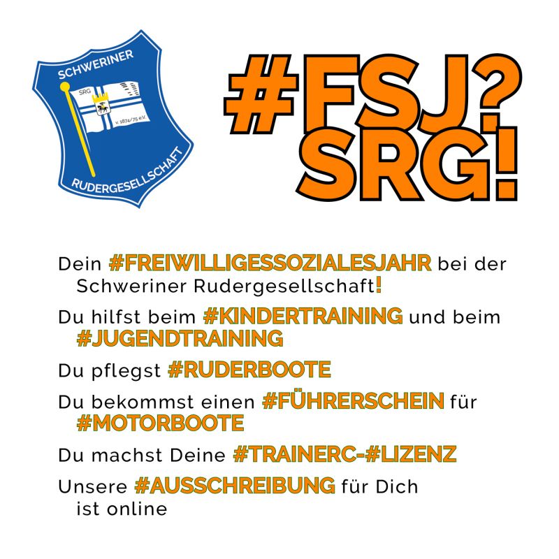 FSJ bei der Schweriner RG. Ausschreibung Freiwilliges Soziales Jahr.